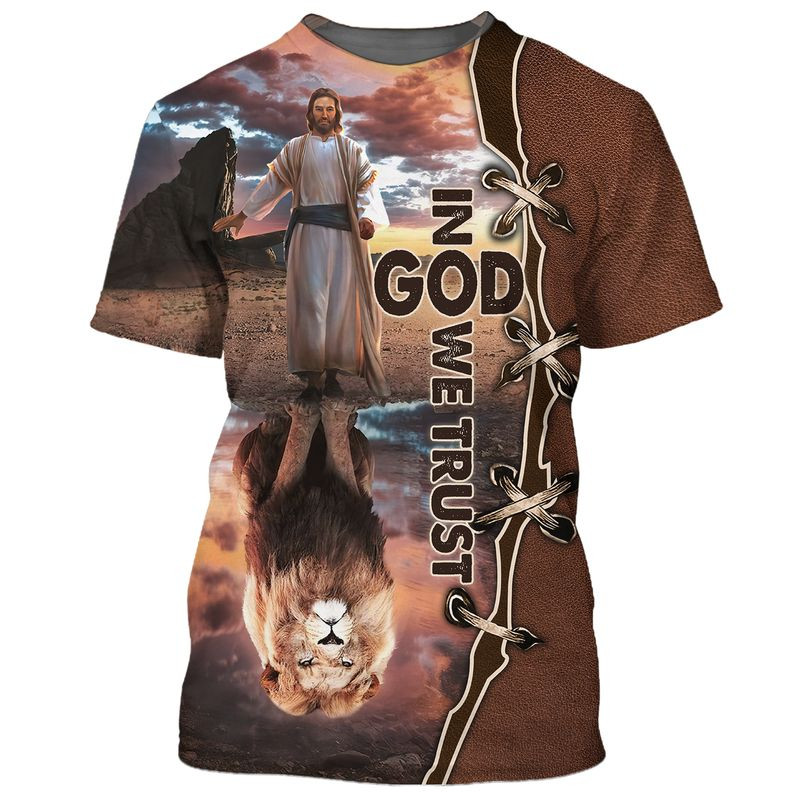 3D All Over Printed In God We Trust T Shirt Lion Under God Premium Shirt Lasfour TO1676