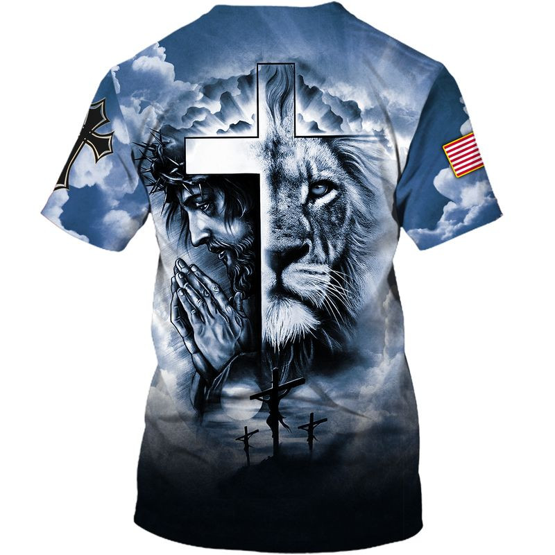 Christian Jesus And Lion T Shirt Strong American Believe In God Shirts TO1670