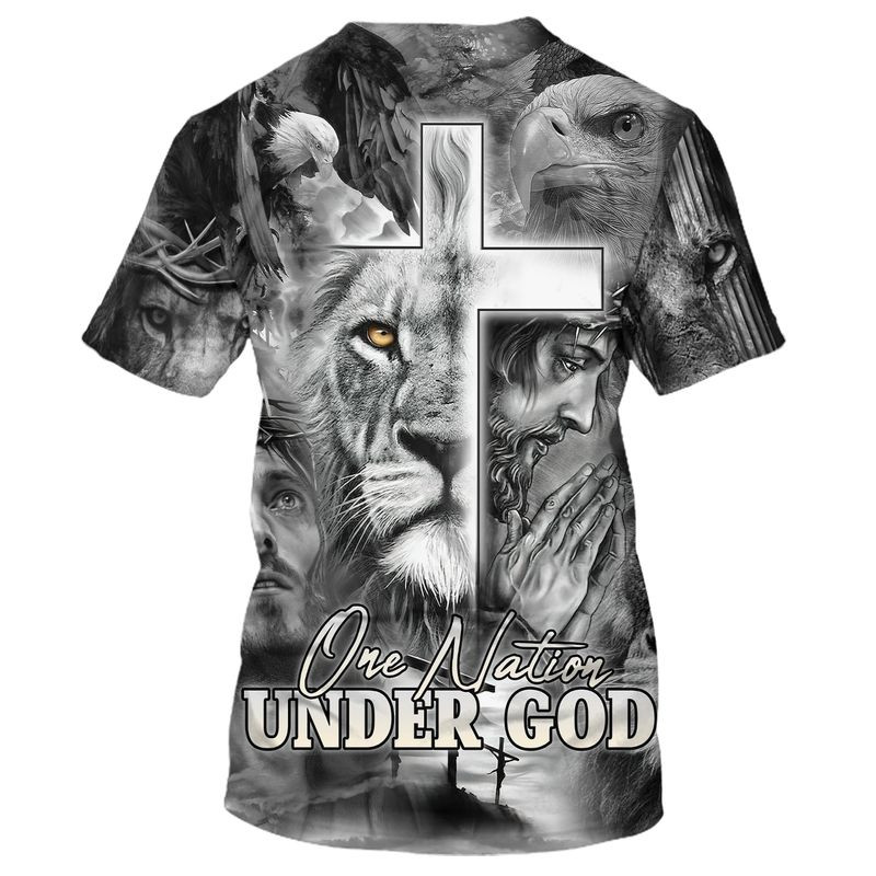 3D Full Printed Black And White Nation Under God Shirts Lasfour TO1671