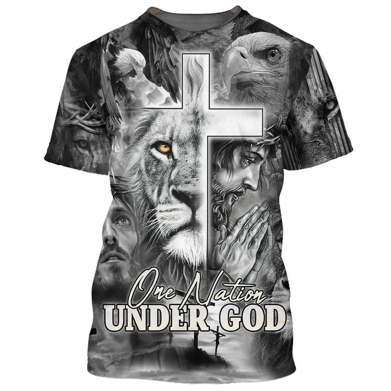 3D Full Printed Black And White Nation Under God Shirts Lasfour TO1671