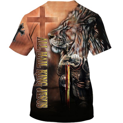 All Hail King Jesus T Shirt 3D All Over Print Knight Templar Warrior Shirt TO1669