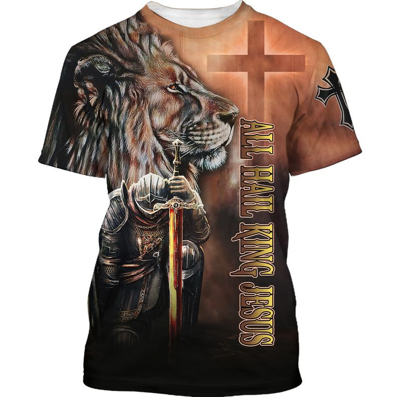 All Hail King Jesus T Shirt 3D All Over Print Knight Templar Warrior Shirt TO1669