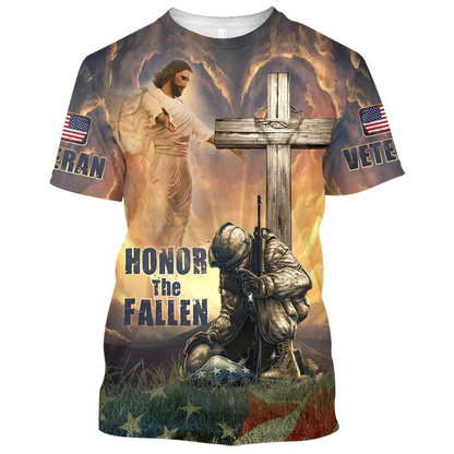 3D All Over Print Honor The Fallen Shirt Veteran Knee Before God Premium T Shirts TO1667