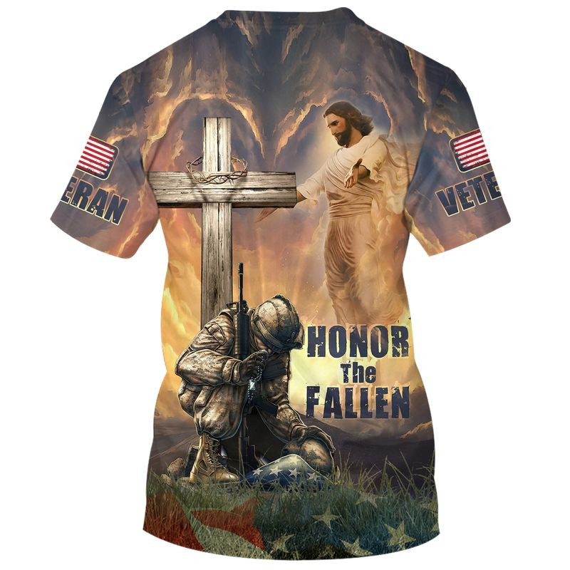 3D All Over Print Honor The Fallen Shirt Veteran Knee Before God Premium T Shirts TO1667