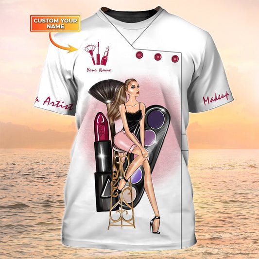 Makeup Artist Custom Shirts Beauty Salon Uniform White 3D Shirt For Makeup Technican TO2137