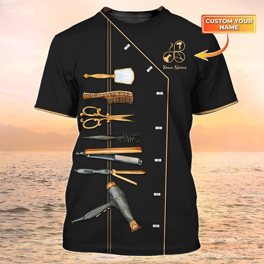 Custom 3D Tshirt Hair Salon Uniform Hairdresser Shirt Hairstylist Tools Sublimation On Shirts TO2117