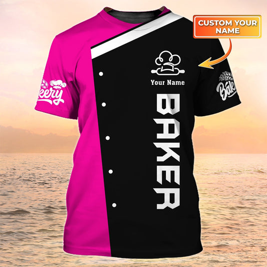 Baker T Shirt Custom Bakery Uniform Black Pink Lasfour TO2046