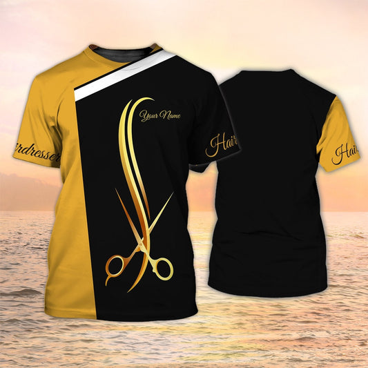 Custom Hair Salon Uniform Shirt Hairstylist Tshirt Black & Gold TO2118