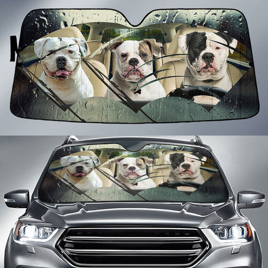 American Bulldog Rainy Driving Car Sun Shade Cover Auto Windshield Lasfour SO0385