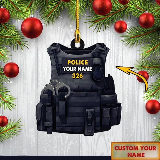 Personalized Police Costume Flat Acrylic Ornament Christmas Gift for Police OO3778