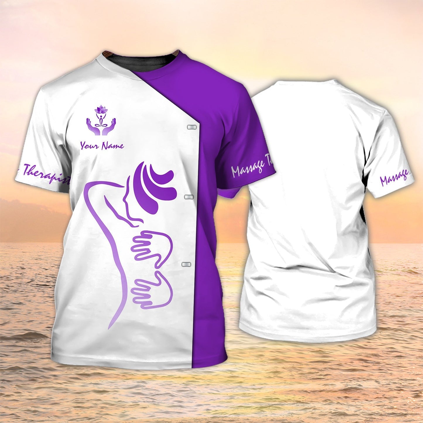 Massage Therapist Custom T Shirts Massage Therapist Uniform White And Purple TO1992