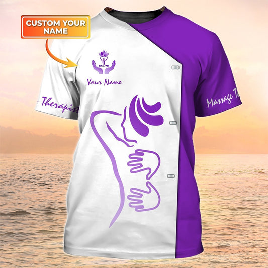 Massage Therapist Custom T Shirts Massage Therapist Uniform White And Purple TO1992