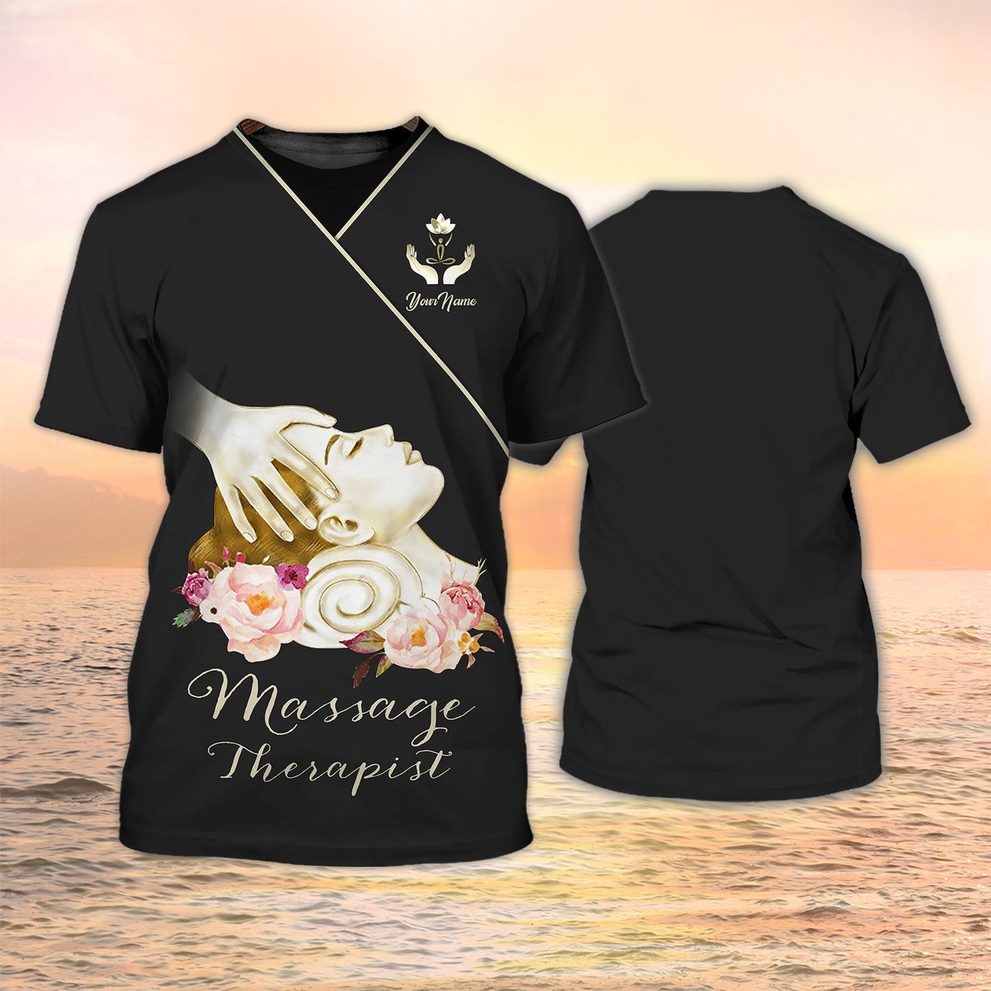 Custom 3D Massage Therapist Tshirt Massage Therapist Black Uniform Head Massage TO1990