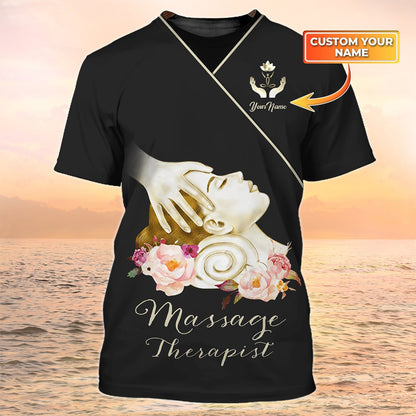 Custom 3D Massage Therapist Tshirt Massage Therapist Black Uniform Head Massage TO1990