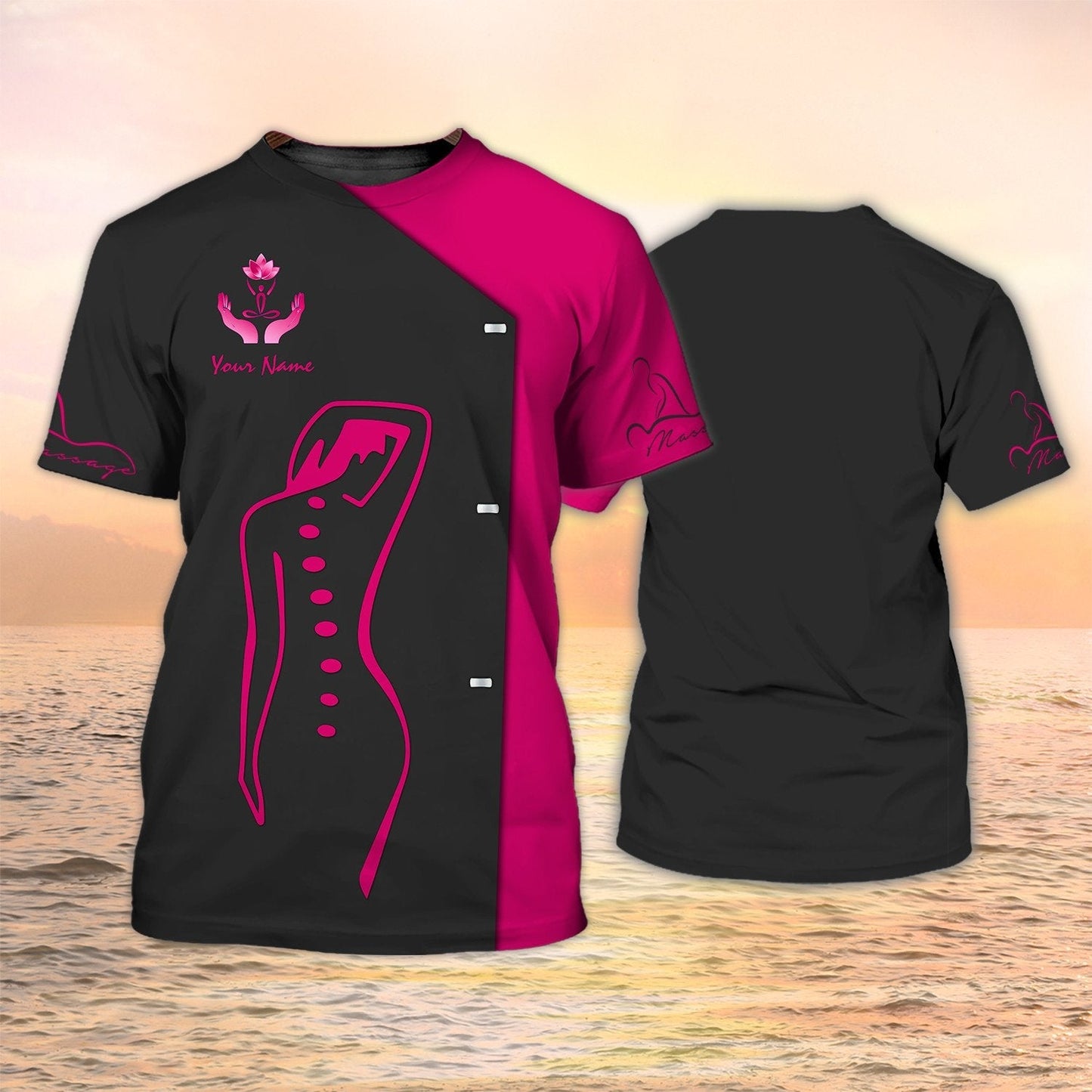 Personalized 3D All Over Print Massage Therapist Shirt Massage Therapist Uniform Black Pink TO1989