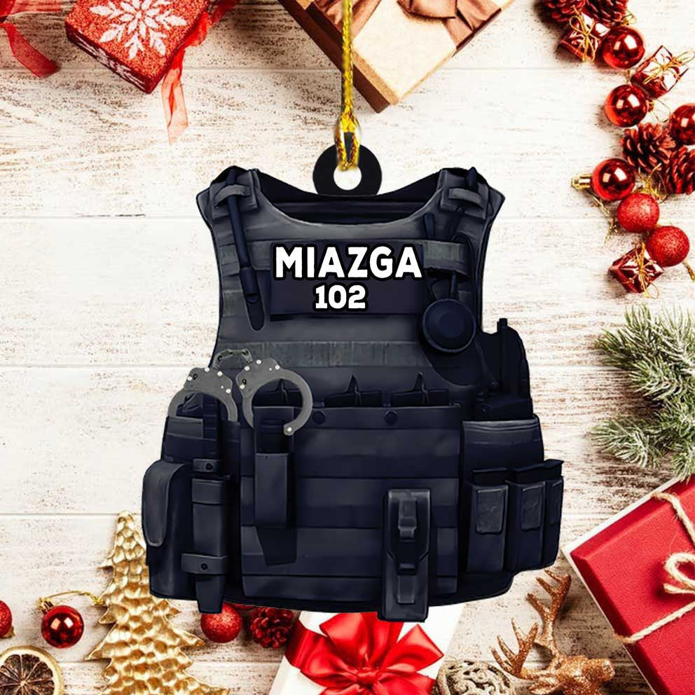 Personalized Police Bulletproof Vest Ornament, Police Christmas Ornament for Him OO3772