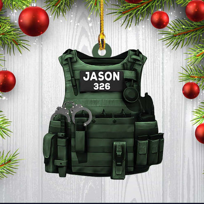 Personalized Police Bulletproof Vest Ornament, Police Christmas Ornament for Him OO3772