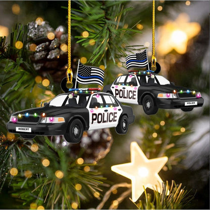 Custom Name Police Car Ornament for Policeman Acrylic Police Ornament OO3770