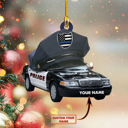 Eagle Christmas Police Car Ornament for Policeman Acrylic Ornament for Him OO3765