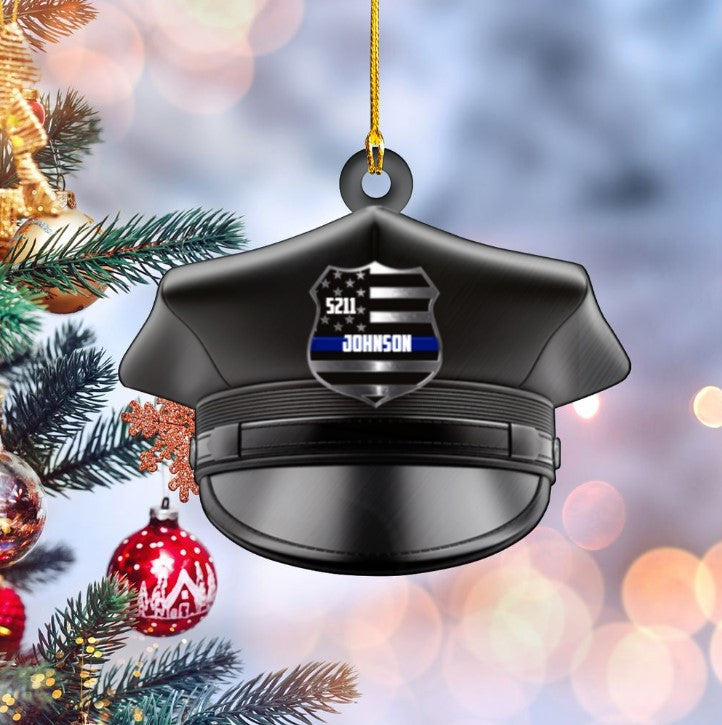 Personalized Police Hat Custom Acrylic Ornament for Police Gift for Him OO3764