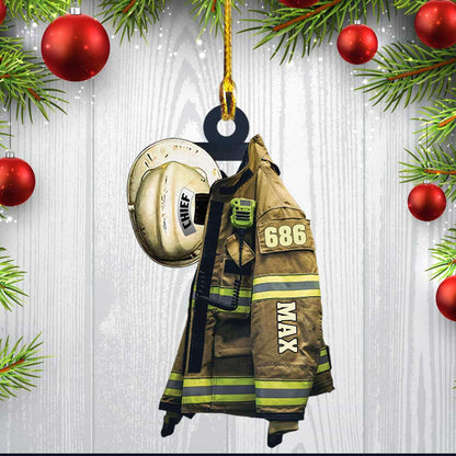 Personalized Firefighter Ornament, Custom Firefighter Uniform & Hat Acrylic Ornament for Him OO3762