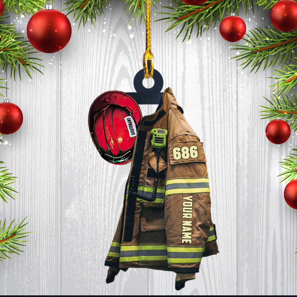 Personalized Firefighter Ornament, Custom Firefighter Uniform & Hat Acrylic Ornament for Him OO3762