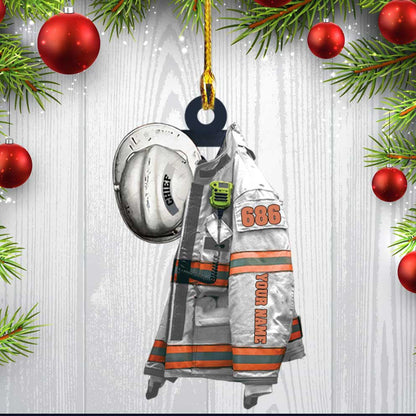 Captain Firefighter Christmas Ornament, Custom Firefighter Uniform & Hat Acrylic Ornament for Firefighter OO3761