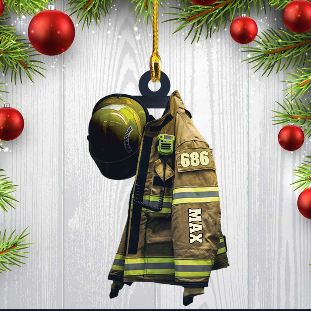 Chief Firefighter Uniform Christmas Ornament, Custom Acrylic Firefighter Ornament for Him OO3760