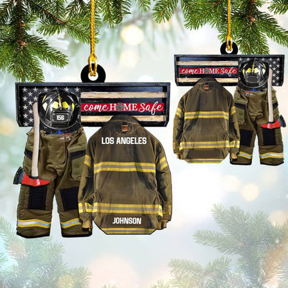 Customized Firefighter Uniform Full Set Ornament, Come Home Safe Acrylic Ornament for Home OO3753