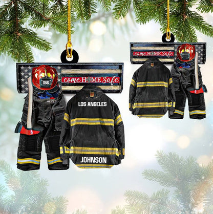 Customized Firefighter Uniform Full Set Ornament, Come Home Safe Acrylic Ornament for Home OO3753