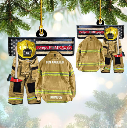 Customized Firefighter Uniform Full Set Ornament, Come Home Safe Acrylic Ornament for Home OO3753