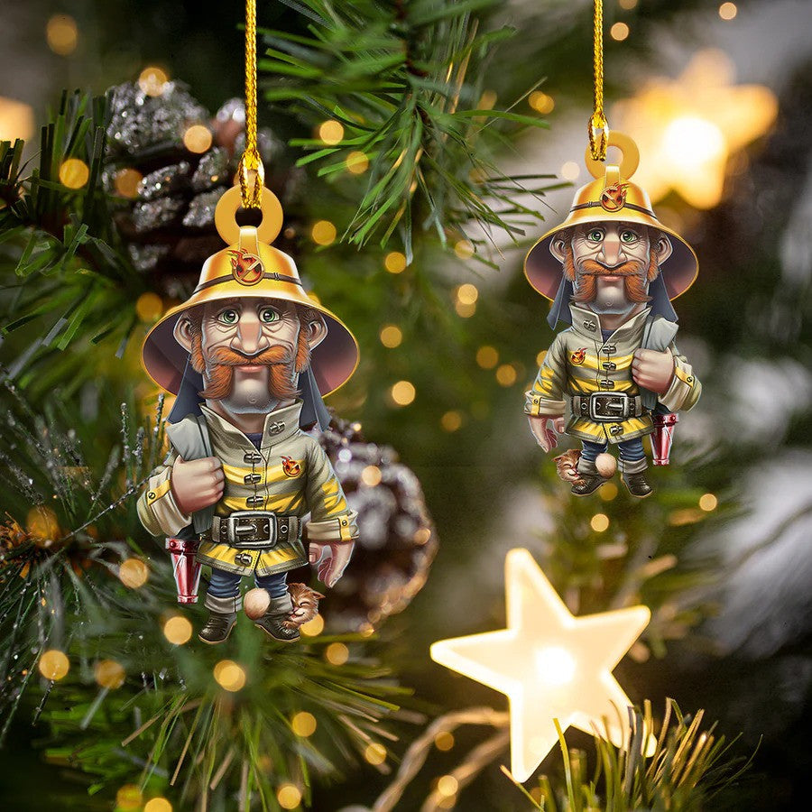 Old Firefighter Christmas Ornament for Old Firefighter, Gift for Father Acrylic Firefighter Ornament OO3750