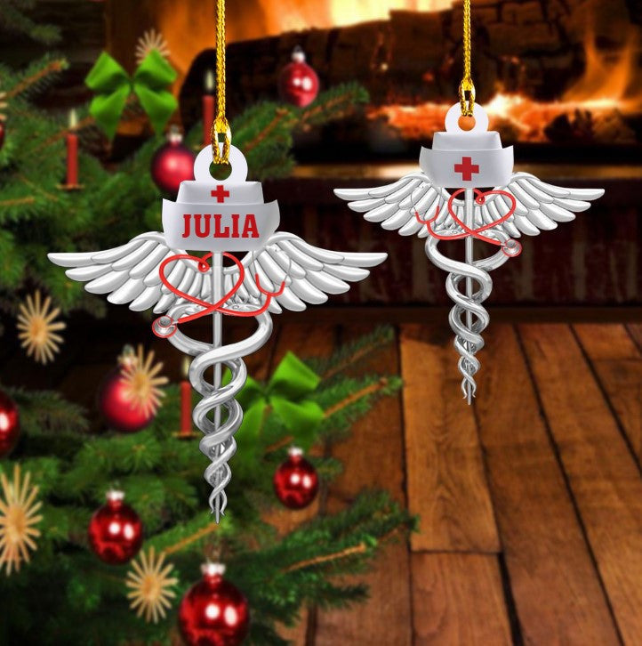 Customized Nurse Logo Christmas Ornament, Gift for Nurse Acrylic Ornament OO3740