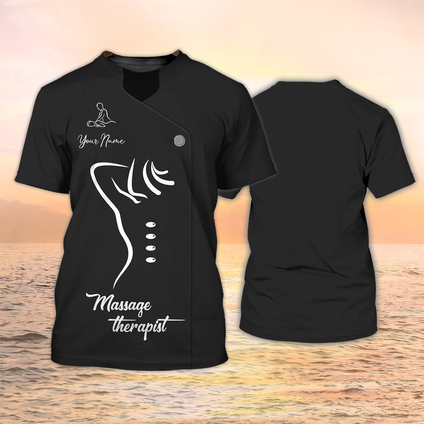 Massage Therapist Shirts Massage Therapy Custom Tshirt Massage Spa Black Uniform TO1991