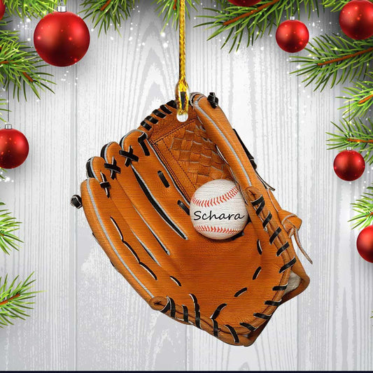 Custom Baseball Glove shape acrylic ornament, ornament, personalisation-Name-50 for Baseball Lovers OO3727