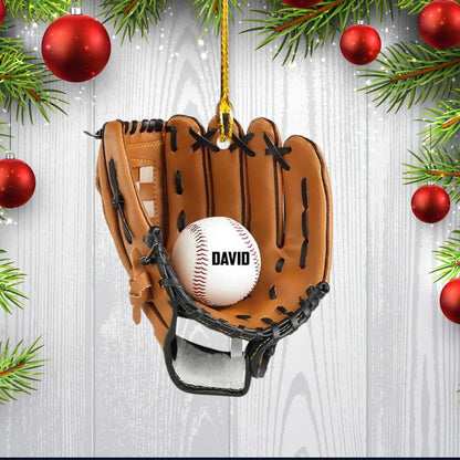 Custom Baseball Glove shape acrylic ornament, ornament, personalisation-Name-50 for Baseball Lovers OO3727