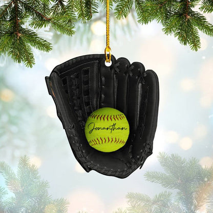 Custom Baseball Glove shape acrylic ornament, ornament, personalisation-Name-50 for Baseball Lovers OO3727