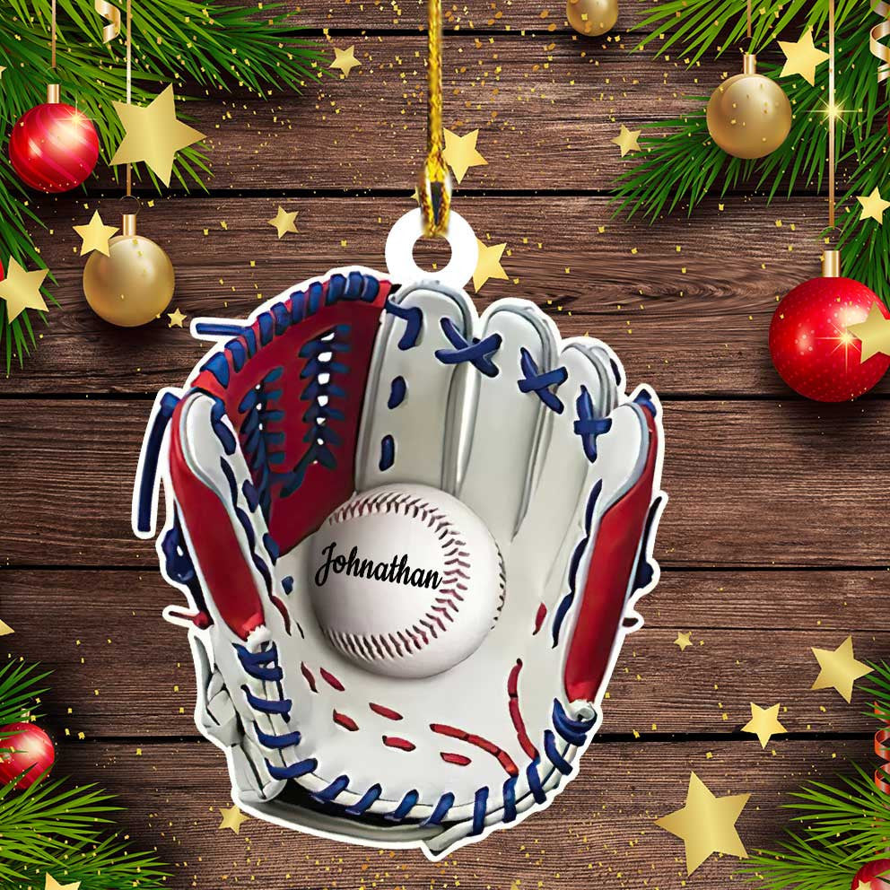 Custom Baseball Glove shape acrylic ornament, ornament, personalisation-Name-50 for Baseball Lovers OO3727