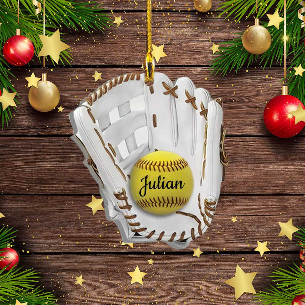 Custom Baseball Glove shape acrylic ornament, ornament, personalisation-Name-50 for Baseball Lovers OO3727