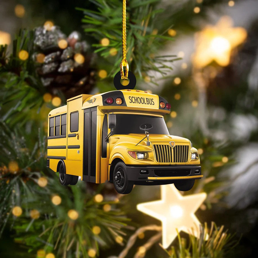 Personalized School Bus Ornament, Custom Name Flat Acrylic Ornament for Bus Driver OO3718