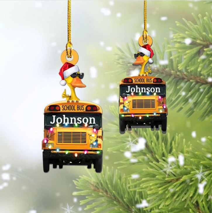 Personalized School Bus Ornament, Custom Name Flat Acrylic Ornament for Bus Driver OO3718