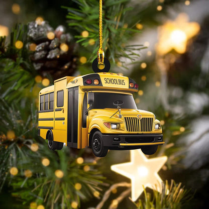 Customized School Bus Acrylic Ornament for Bus Driver Christmas Gift OO3717