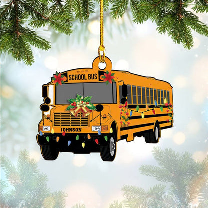 Customized School Bus Acrylic Ornament for Bus Driver Christmas Gift OO3717