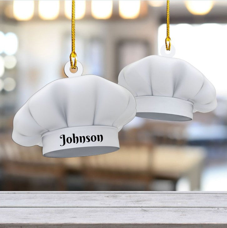 Personalized Chef Hat Custom Shaped Ornament, Acrylic Chef Ornament for Chef OO3683