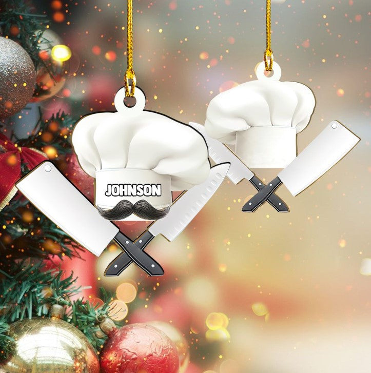 Personalized Chef Hat Custom Shaped Ornament, Acrylic Chef Ornament for Chef OO3683