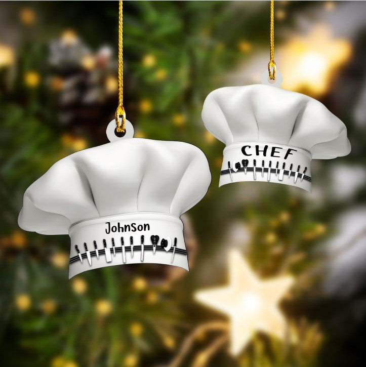 Personalized Chef Hat Custom Shaped Ornament, Acrylic Chef Ornament for Chef OO3683