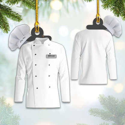 Personalized Chef White Uniform Ornament, Custom Chef Hat Acrylic Flat Ornament Love Kitchen OO3681