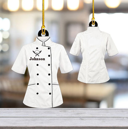 Customized Chef Black Uniform Ornament, Custom Chef Hat Acrylic Flat Ornament Love Kitchen OO3680