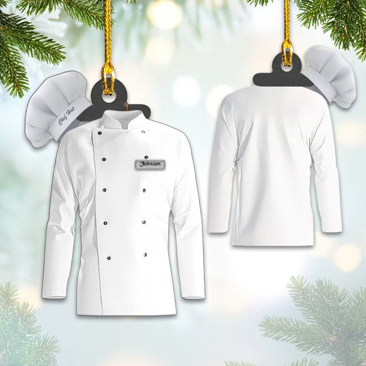 Customized Chef Black Uniform Ornament, Custom Chef Hat Acrylic Flat Ornament Love Kitchen OO3680