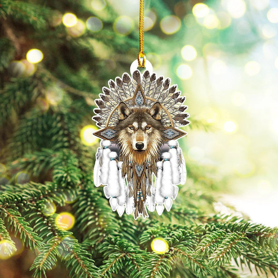 Wolf Native Custom Shaped Acrylic Ornament for American Native OO3676